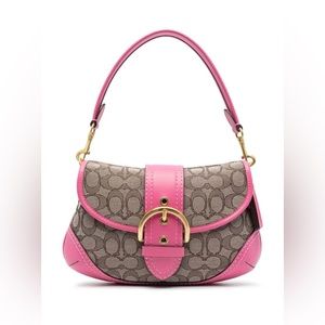 COACH| SOHO SIGNATURE LOGO - JACQUARD PINK SHOULDER BAG NEW NEW NEW